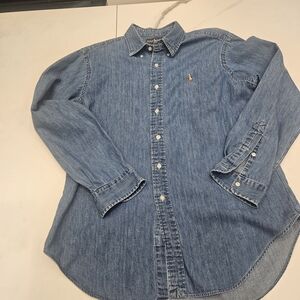 Vintage Ralph Lauren Men's Blue Denim Shirt